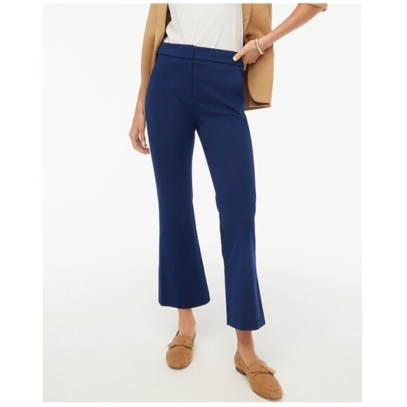 J. Crew Kelsey High Rise Flare Cropped Pants Navy Size 12P NWT - Picture 1 of 10